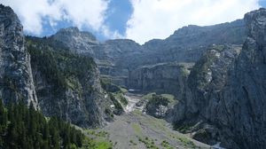 Preview wallpaper rocks, slope, valley, grass
