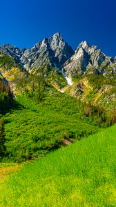 Preview wallpaper rocks, slope, valley, grass, landscape