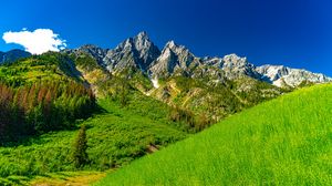 Preview wallpaper rocks, slope, valley, trees, landscape
