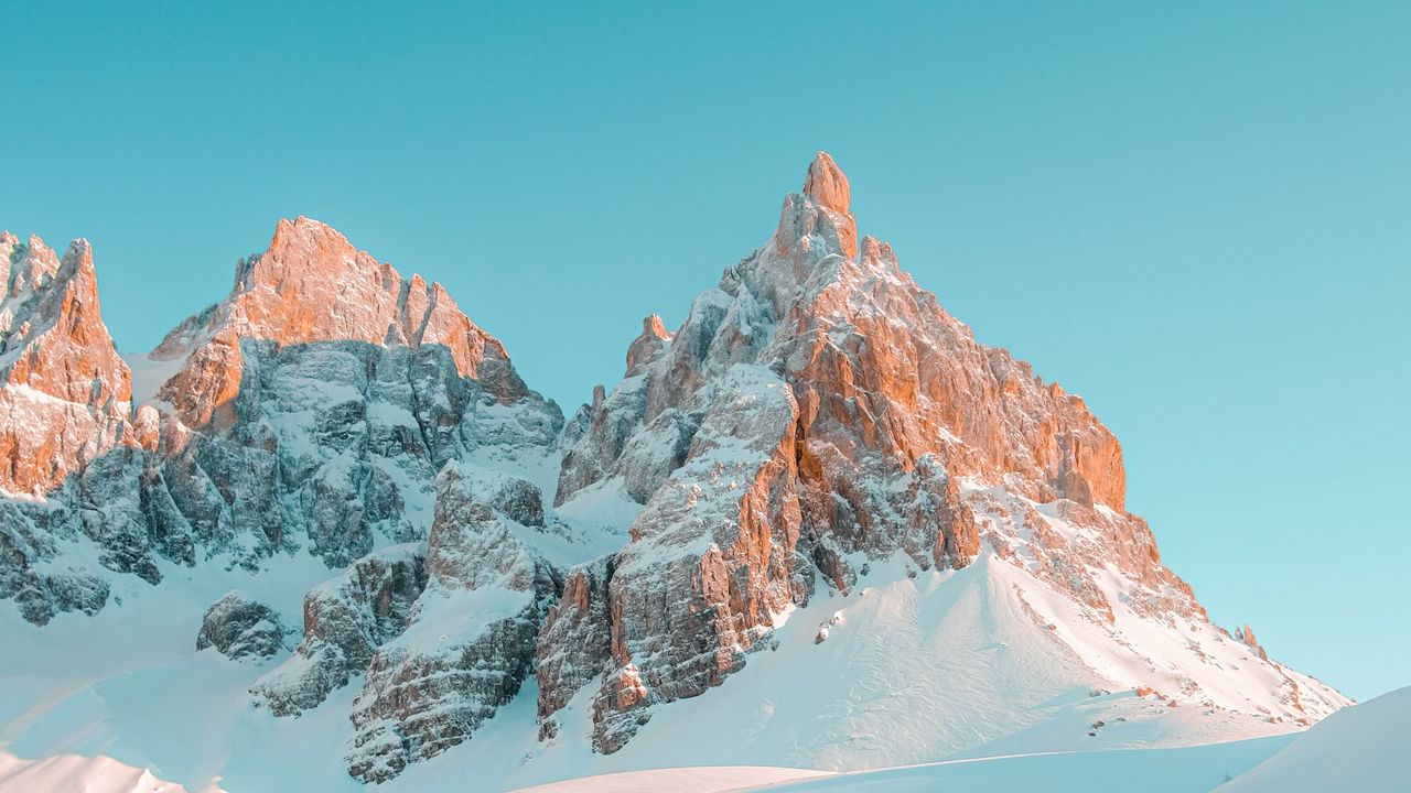 Wallpaper rocks, snow, man, winter, landscape