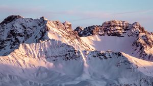 Preview wallpaper rocks, snow, mountains, snowy, sky