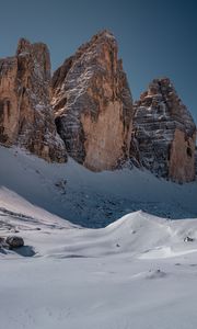 Preview wallpaper rocks, snow, winter, landscape