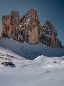 Preview wallpaper rocks, snow, winter, landscape