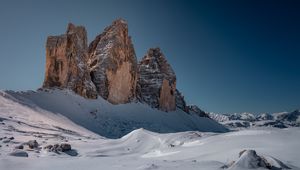 Preview wallpaper rocks, snow, winter, landscape