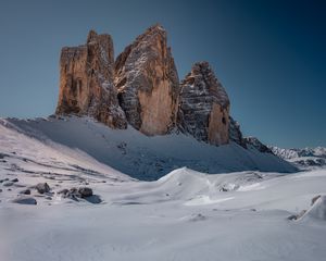 Preview wallpaper rocks, snow, winter, landscape