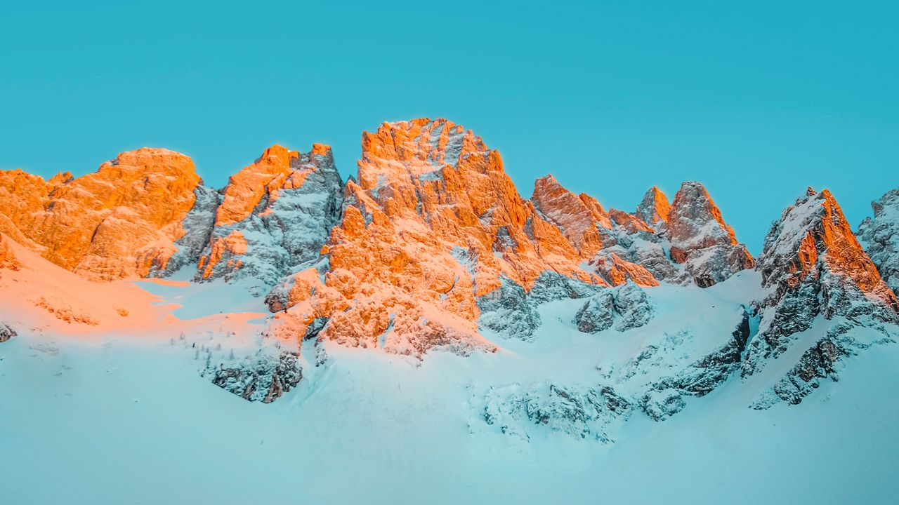 Wallpaper rocks, snow, winter, nature, blue