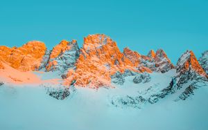 Preview wallpaper rocks, snow, winter, nature, blue