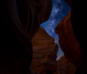 Preview wallpaper rocks, starry sky, night, dark