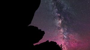 Preview wallpaper rocks, starry sky, stars, night