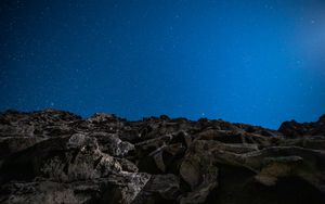 Preview wallpaper rocks, starry sky, stars, stones, night