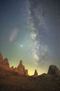 Preview wallpaper rocks, starry sky, stars, nebula