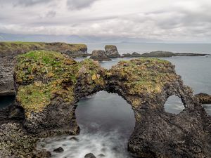 Preview wallpaper rocks, stones, arch, sea, clouds