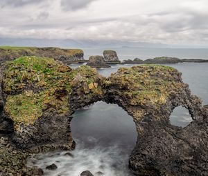 Preview wallpaper rocks, stones, arch, sea, clouds