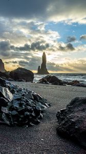 Preview wallpaper rocks, stones, coast, sea, sky