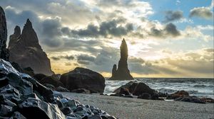 Preview wallpaper rocks, stones, coast, sea, sky