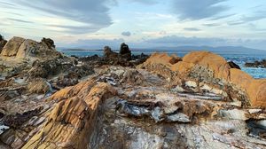 Preview wallpaper rocks, stones, coast, sea, horizon