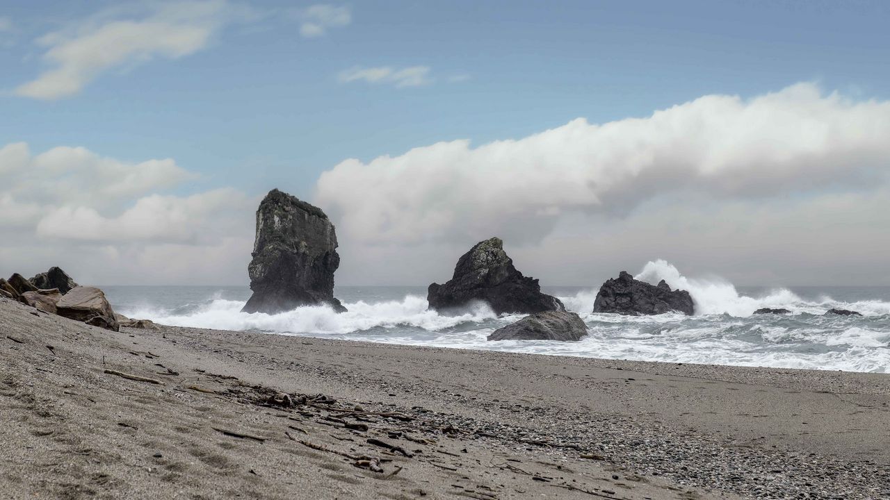 Wallpaper rocks, stones, coast, sea, waves, nature