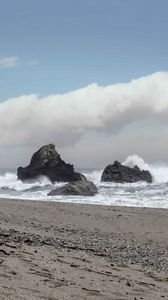 Preview wallpaper rocks, stones, coast, sea, waves, nature