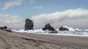 Preview wallpaper rocks, stones, coast, sea, waves, nature