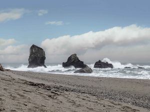 Preview wallpaper rocks, stones, coast, sea, waves, nature