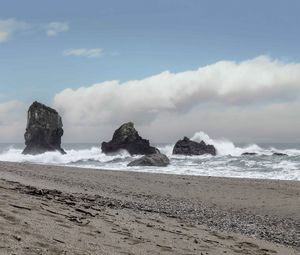 Preview wallpaper rocks, stones, coast, sea, waves, nature