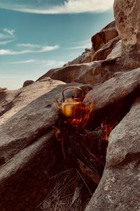 Preview wallpaper rocks, stones, fire, kettle, camping