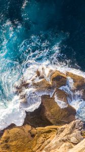 Preview wallpaper rocks, stones, foam, sea, surf