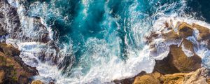 Preview wallpaper rocks, stones, foam, sea, surf