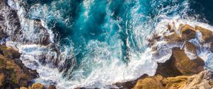 Preview wallpaper rocks, stones, foam, sea, surf