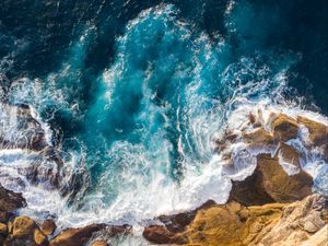 Preview wallpaper rocks, stones, foam, sea, surf