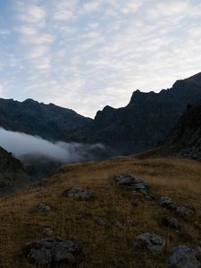 Preview wallpaper rocks, stones, grass, mountains