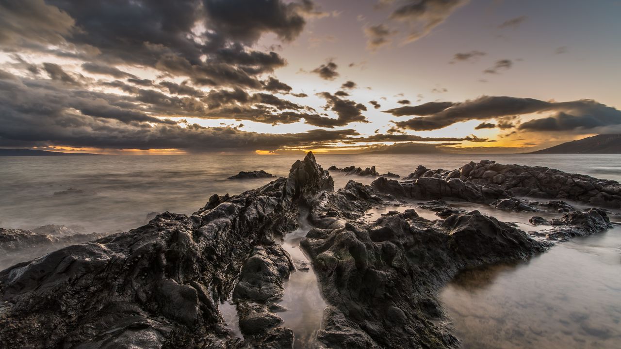 Wallpaper rocks, stones, horizon, water