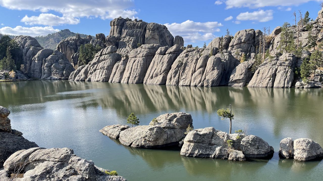 Wallpaper rocks, stones, lake, trees, nature hd, picture, image