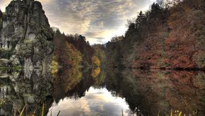 Preview wallpaper rocks, stones, lake, water, reflection, gray, trees