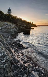 Preview wallpaper rocks, stones, lighthouse, bushes, nature