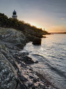Preview wallpaper rocks, stones, lighthouse, bushes, nature
