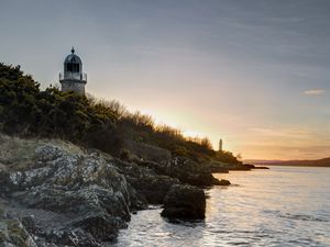 Preview wallpaper rocks, stones, lighthouse, bushes, nature