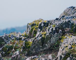 Preview wallpaper rocks, stones, moss, cliff, stony, mountain