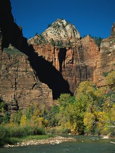 Preview wallpaper rocks, stones, mountain river, trees, autumn, branches, shade