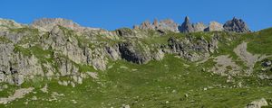 Preview wallpaper rocks, stones, mountains, grass, sky, slope