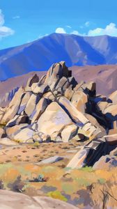 Preview wallpaper rocks, stones, mountains, canvas, art
