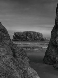 Preview wallpaper rocks, stones, nature, landscape, black and white