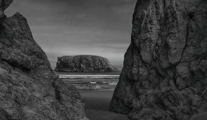 Preview wallpaper rocks, stones, nature, landscape, black and white
