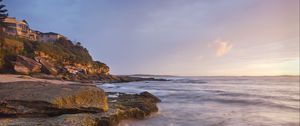 Preview wallpaper rocks, stones, sea, horizon, building