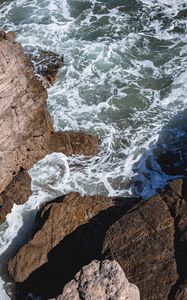 Preview wallpaper rocks, stones, sea, foam, surf