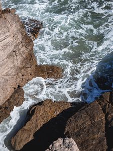 Preview wallpaper rocks, stones, sea, foam, surf