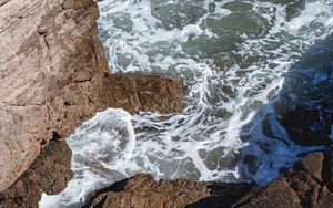 Preview wallpaper rocks, stones, sea, foam, surf