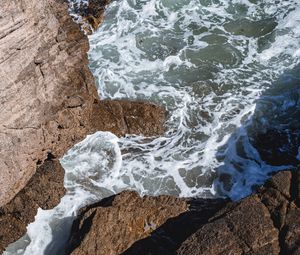 Preview wallpaper rocks, stones, sea, foam, surf