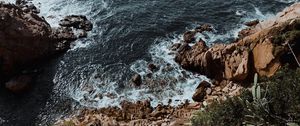 Preview wallpaper rocks, stones, sea, surf, cacti