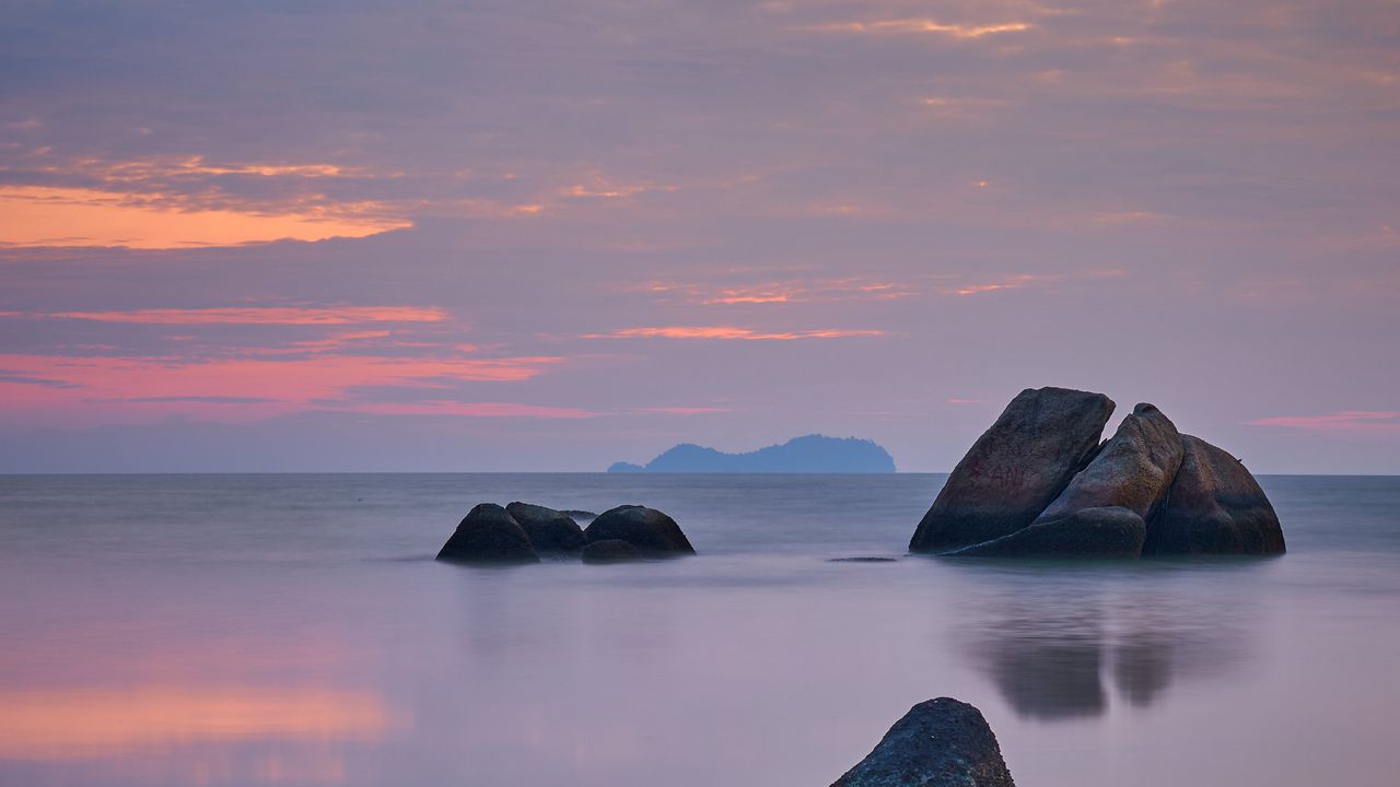 Wallpaper rocks, stones, sea, horizon, sky